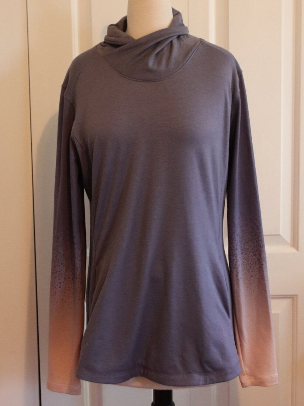 CALIA by Carrie Underwood Ombre Mock Neck Long Sleeve Pullover Purple to Pink XL